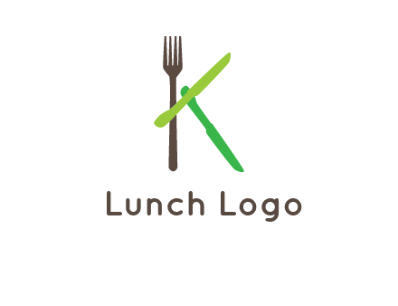 letter K with knives and fork