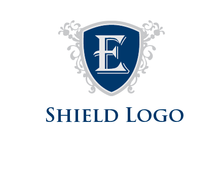 letter E in shield