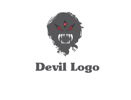 demon face or monster logo with three eyes