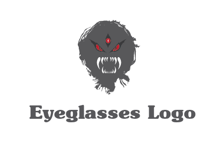 demon face or monster logo with three eyes