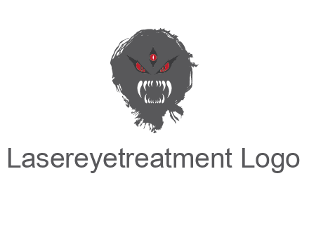demon face or monster logo with three eyes