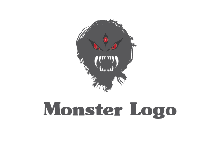 demon face or monster logo with three eyes