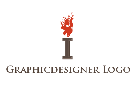 letter I with flames logos