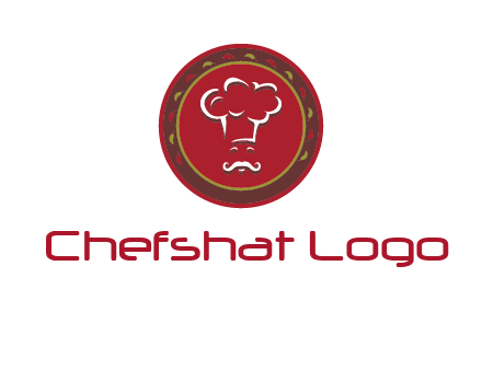 chef with hat in circle with pattern ring restaurant logo