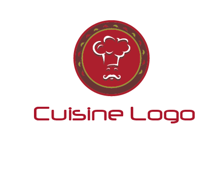 chef with hat in circle with pattern ring restaurant logo