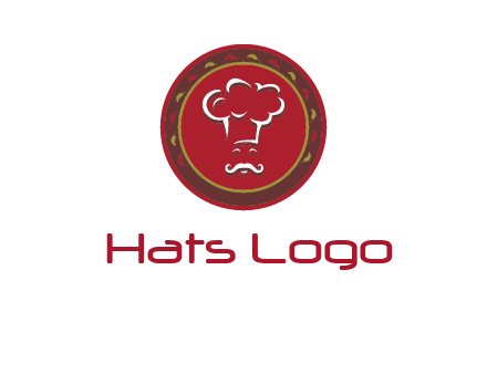 chef with hat in circle with pattern ring restaurant logo