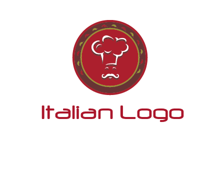 chef with hat in circle with pattern ring restaurant logo