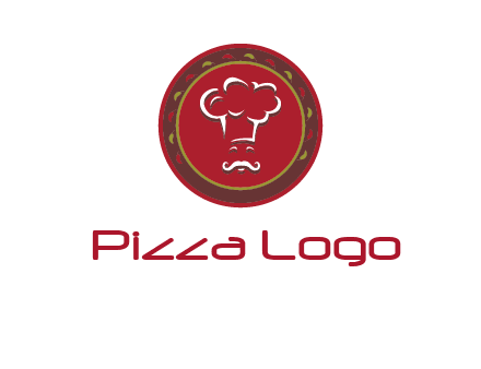 chef with hat in circle with pattern ring restaurant logo