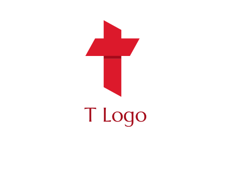 Alphabet T in cross icon