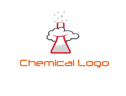 cloud around chemical flask research logo