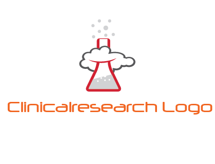 cloud around chemical flask research logo