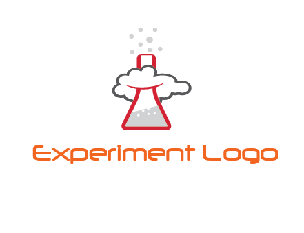 cloud around chemical flask research logo