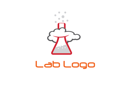 cloud around chemical flask research logo