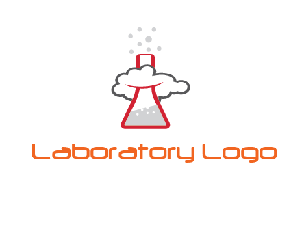 cloud around chemical flask research logo