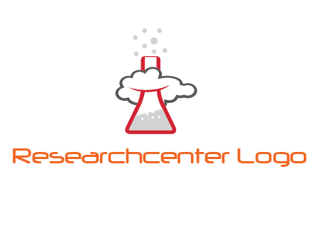 cloud around chemical flask research logo