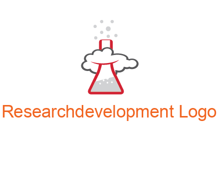 cloud around chemical flask research logo