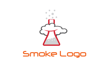 cloud around chemical flask research logo