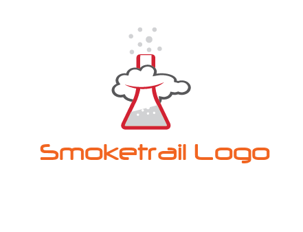 cloud around chemical flask research logo