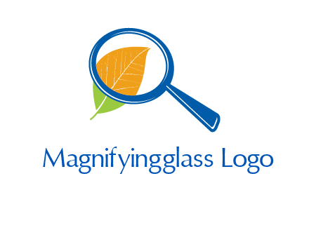 magnifying glass over leaf research logo