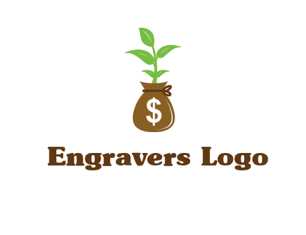 money bag with plant