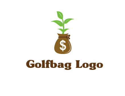 money bag with plant