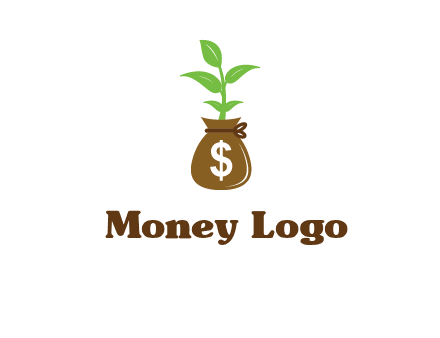 money bag with plant