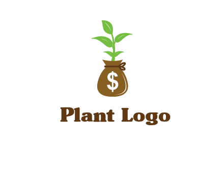 money bag with plant