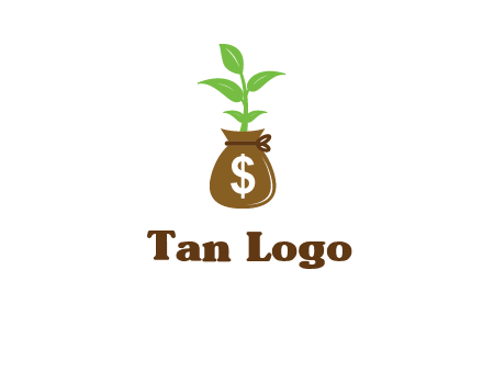 money bag with plant