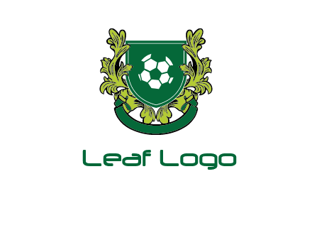 green leaf and football shield logo