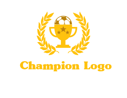 champion cup with football logo