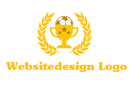 champion cup with football logo