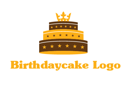 triple layer cake logo with crown