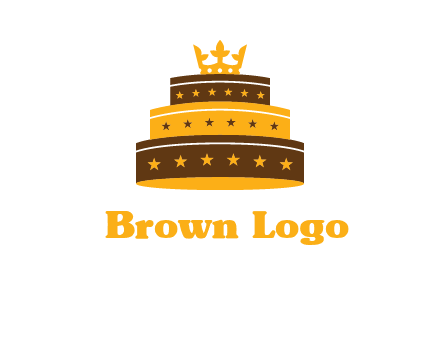 triple layer cake logo with crown