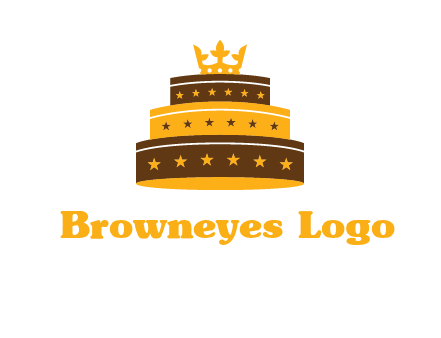 triple layer cake logo with crown