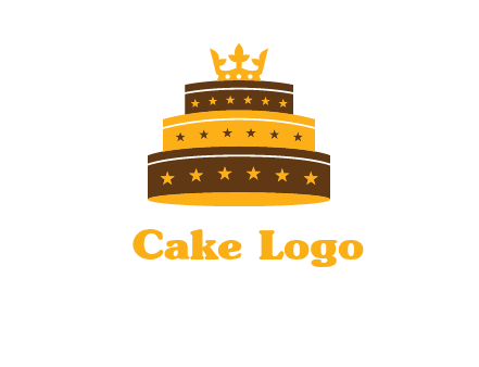 triple layer cake logo with crown