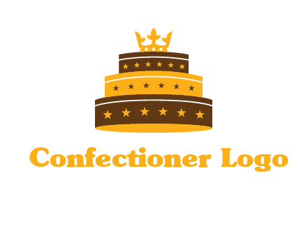 triple layer cake logo with crown