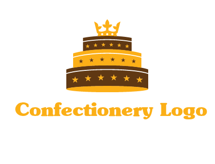 triple layer cake logo with crown