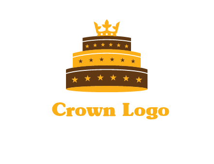 triple layer cake logo with crown