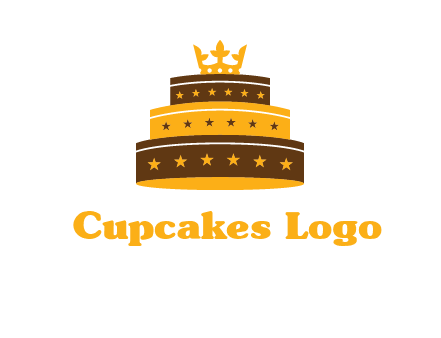 triple layer cake logo with crown