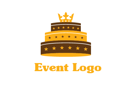 triple layer cake logo with crown