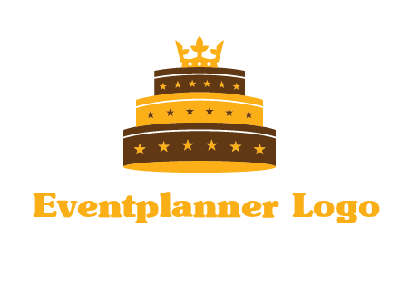 triple layer cake logo with crown