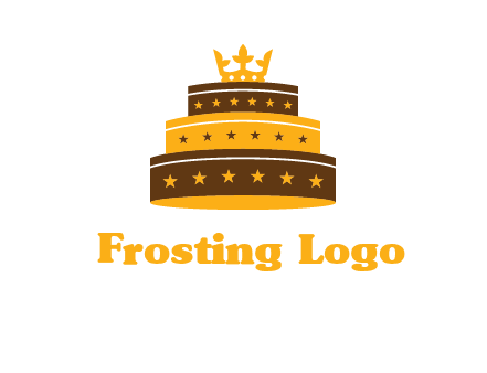 triple layer cake logo with crown