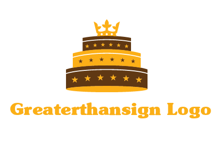 triple layer cake logo with crown