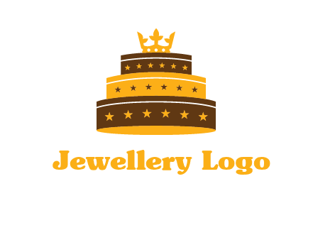 triple layer cake logo with crown