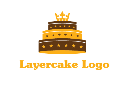 triple layer cake logo with crown