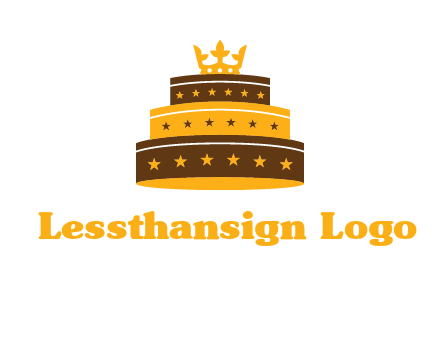 triple layer cake logo with crown