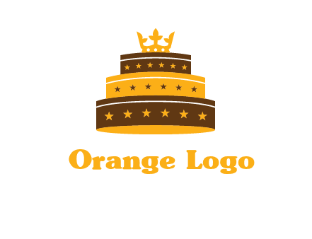 triple layer cake logo with crown