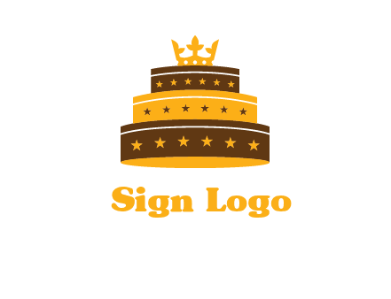 triple layer cake logo with crown