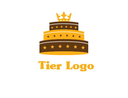 triple layer cake logo with crown