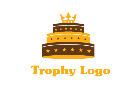 triple layer cake logo with crown